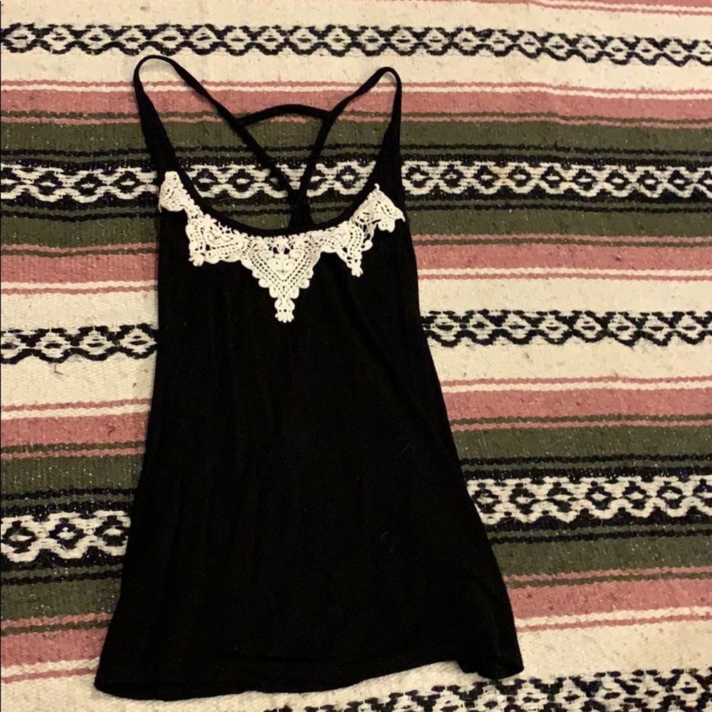 Black tank top with white detailing!